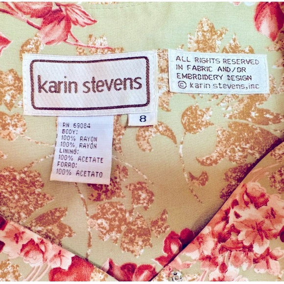 🌹KARIN STEVENS🌹 VTG FLORAL ATTACHED JACKET MULTI LOOKS PEARL BUTTON TEA DRESS - Picture 7 of 13